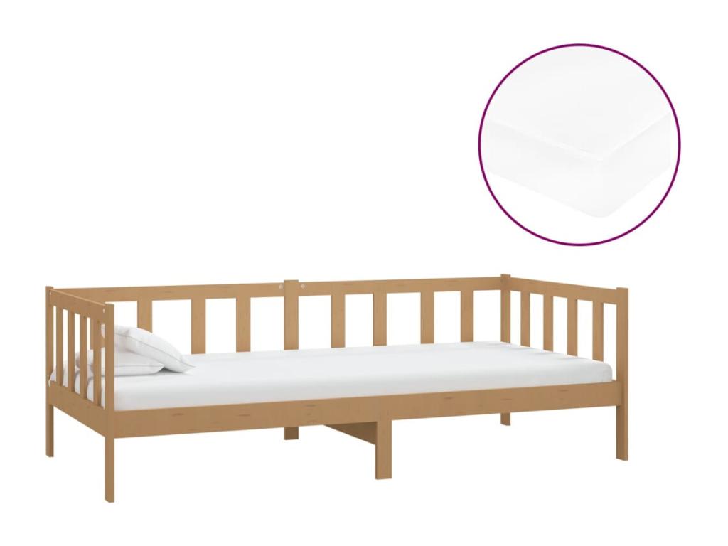 Matelas en bois de pin brun, 90 x 200 cm