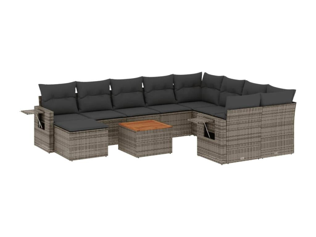 Ensemble de mobilier de jardin en résine tressée grise - dlz1766459826327