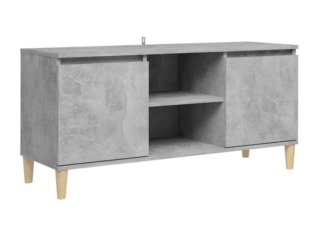 Meuble TV en bois massif gris, 103,5 x 35 x 50 cm