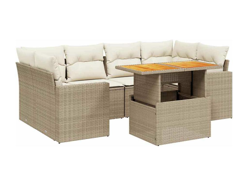 Ensemble de mobilier de jardin en résine tressée beige - dlz1766459580152