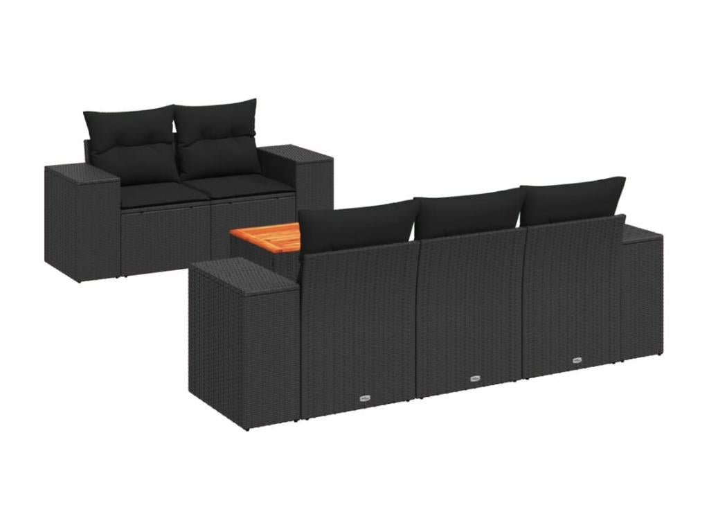 Ensemble de mobilier de jardin en résine tressée noire - dlz1766459593248