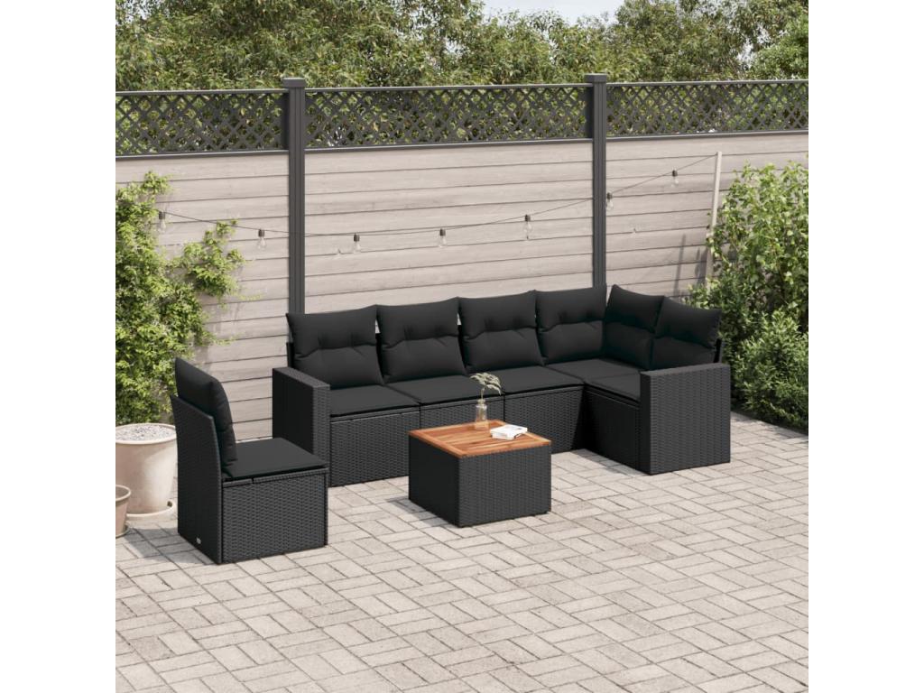 Ensemble de mobilier de jardin en résine tressée noire - dlz1766459817832