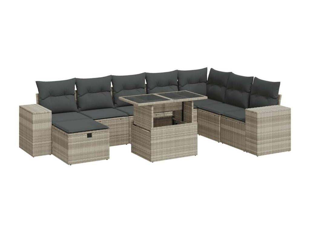 Ensemble de mobilier de jardin en résine tressée grise - dlz1766459239179