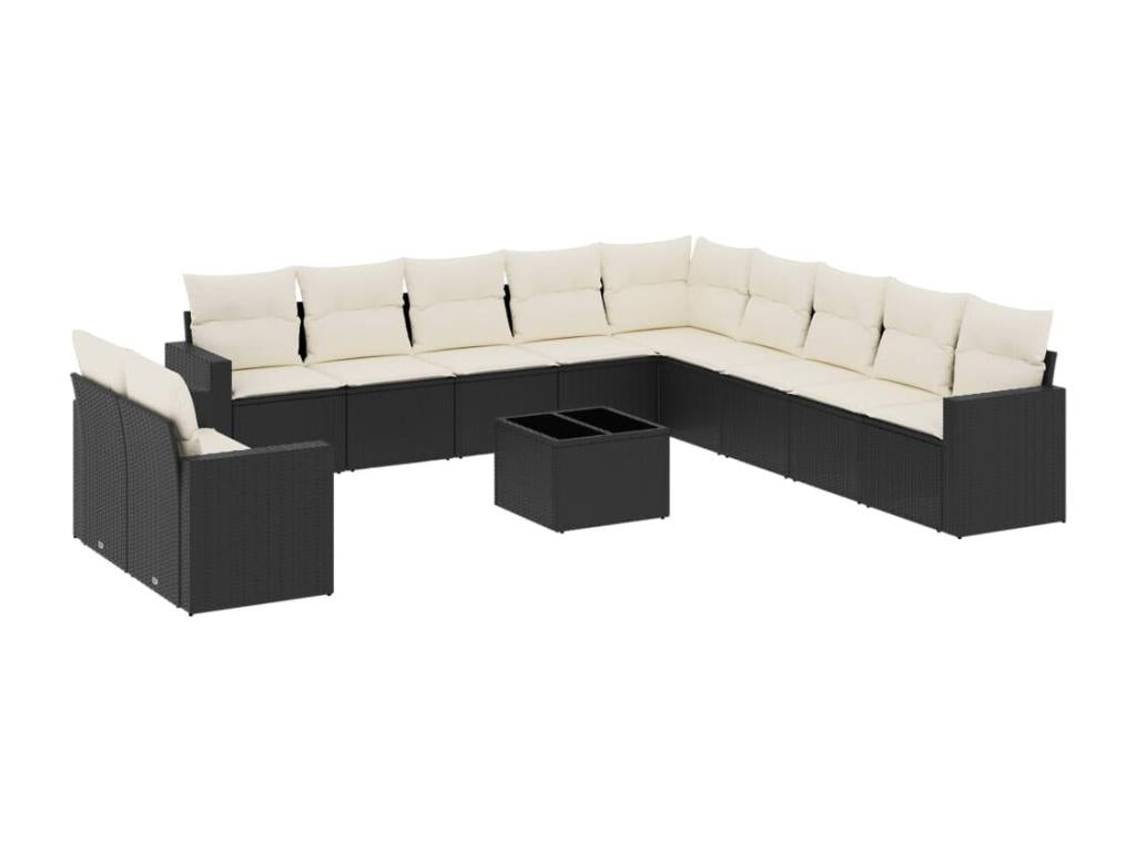Ensemble de mobilier de jardin en résine tressée noire - dlz1766459549057