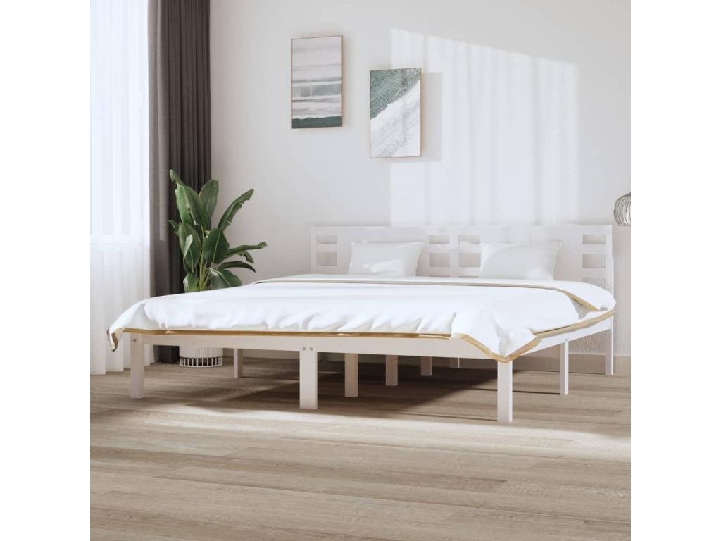 Cadre de lit en pin blanc, 200 x 200 cm