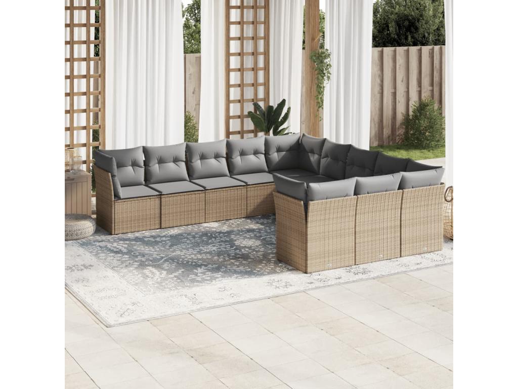 Ensemble de mobilier de jardin en résine tressée beige - dlz1766459269557