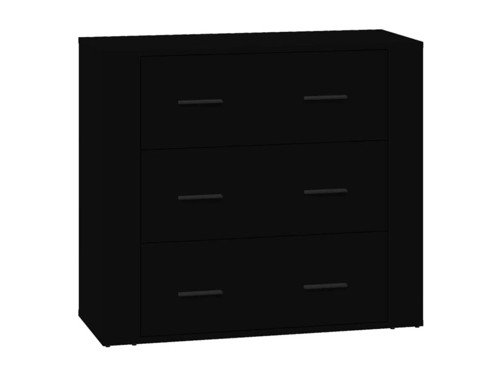 Buffet en bois d'ingénierie noir, 80 x 33 x 70 cm