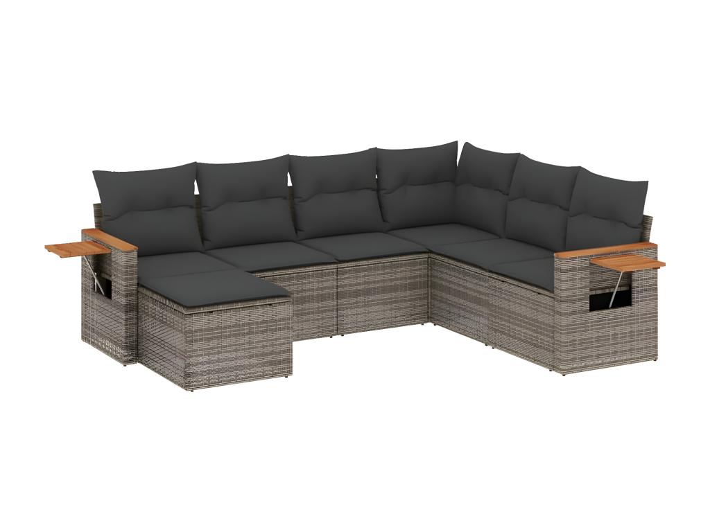 Ensemble de mobilier de jardin en résine tressée grise - dlz1766459645090