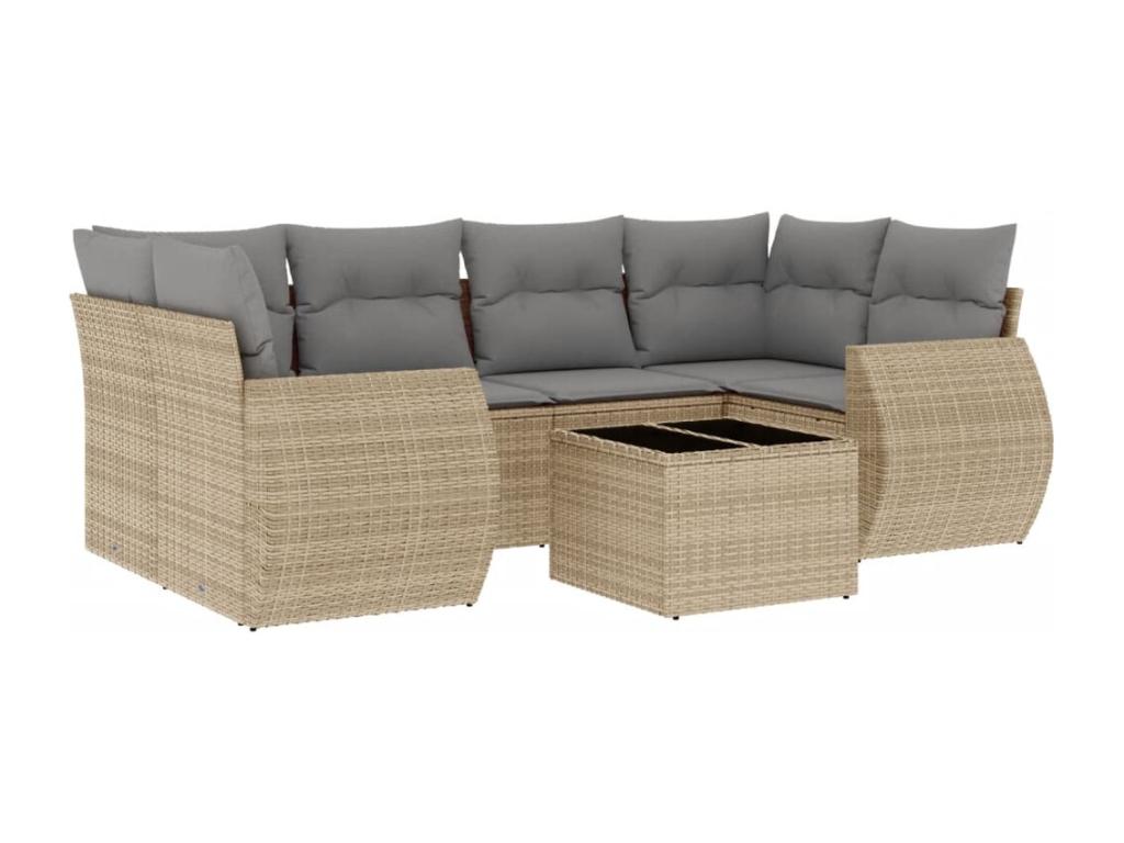 Ensemble de mobilier de jardin en résine tressée beige - dlz1766459997686