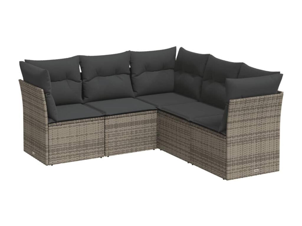 Ensemble de mobilier de jardin en résine tressée grise - dlz1766459743150