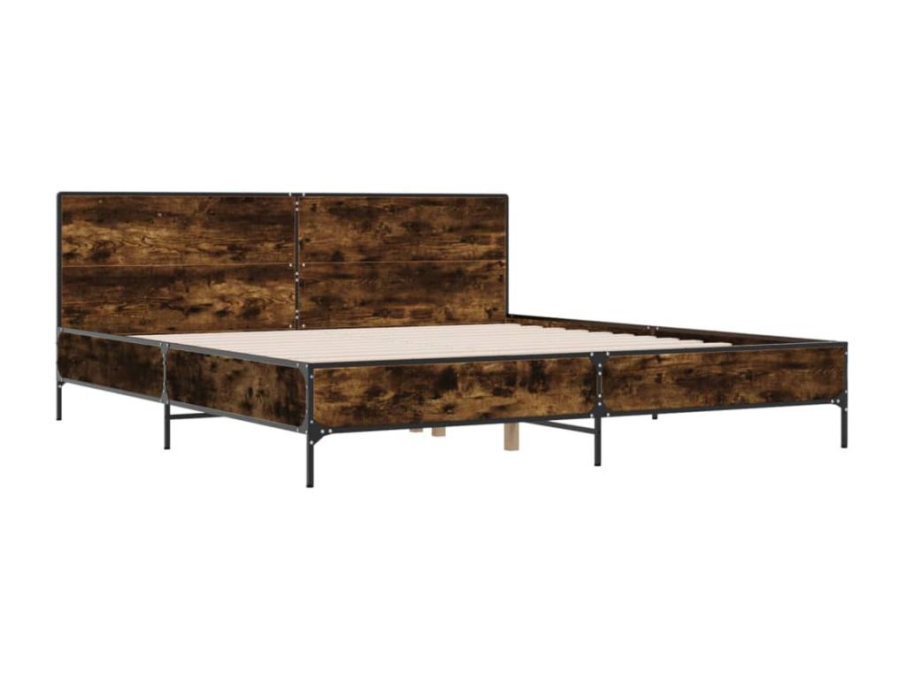 Cadre de lit en bois d'ingénierie brun, 200 x 200 cm