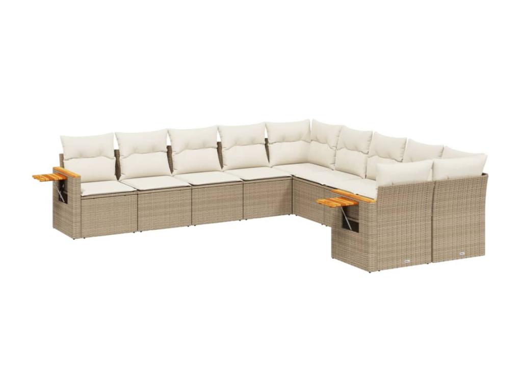 Ensemble de mobilier de jardin en résine tressée beige - dlz1766459369502