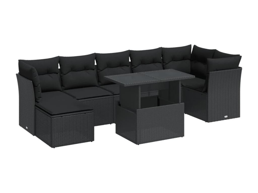 Ensemble de mobilier de jardin en résine tressée noire - dlz1766459982872