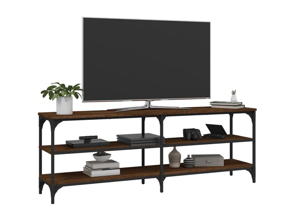 Meuble TV en bois composite marron, 140 x 30 x 50 cm