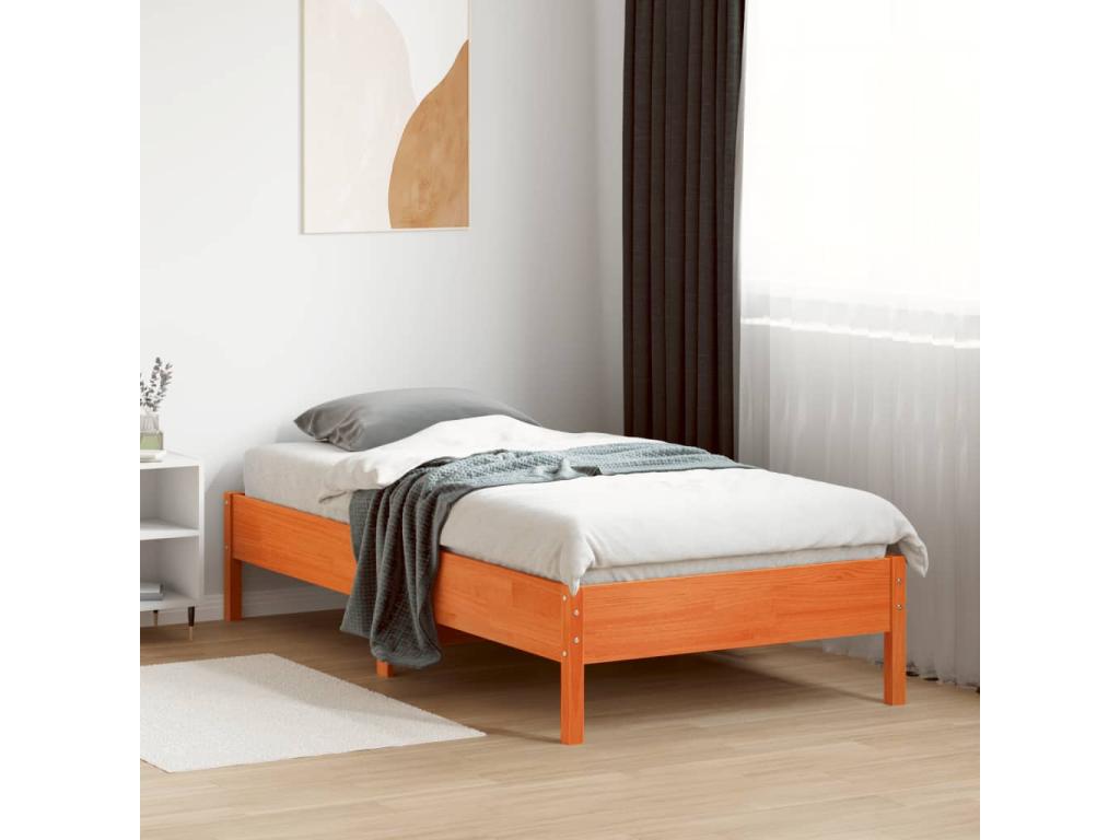 Cadre de lit en pin brun, 90 x 190 cm