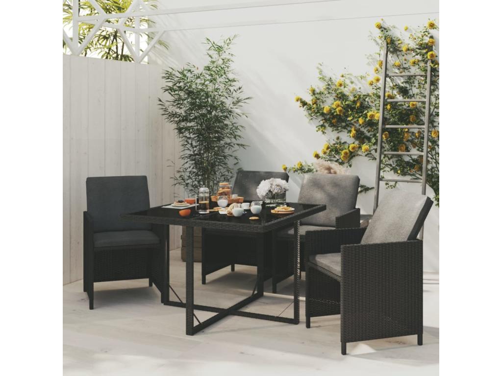 Mobilier de maison en résine tressée noire - dlz1766459146342