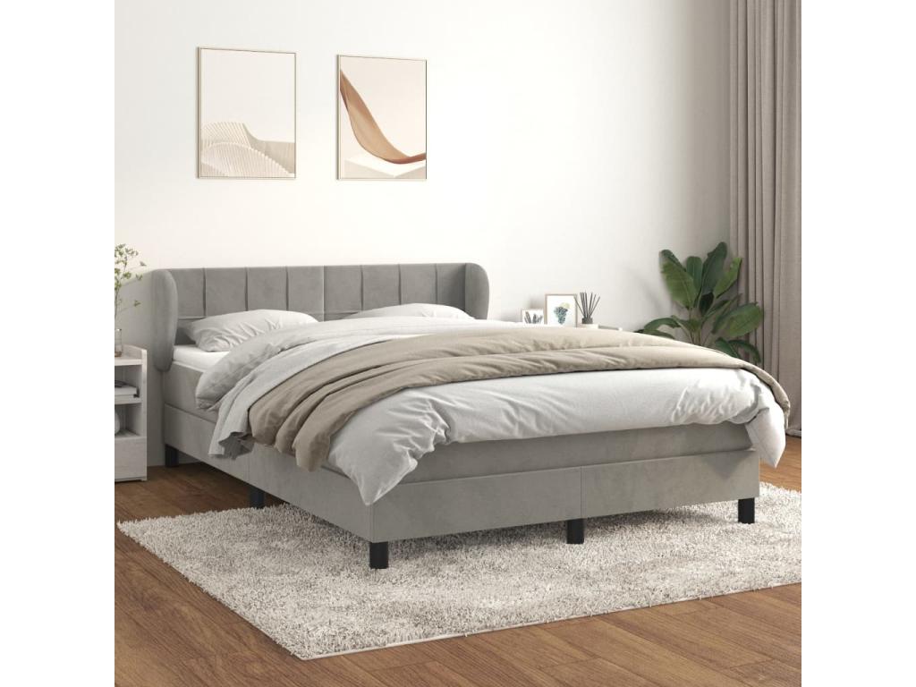 Matelas en velours gris, 140 x 190 cm