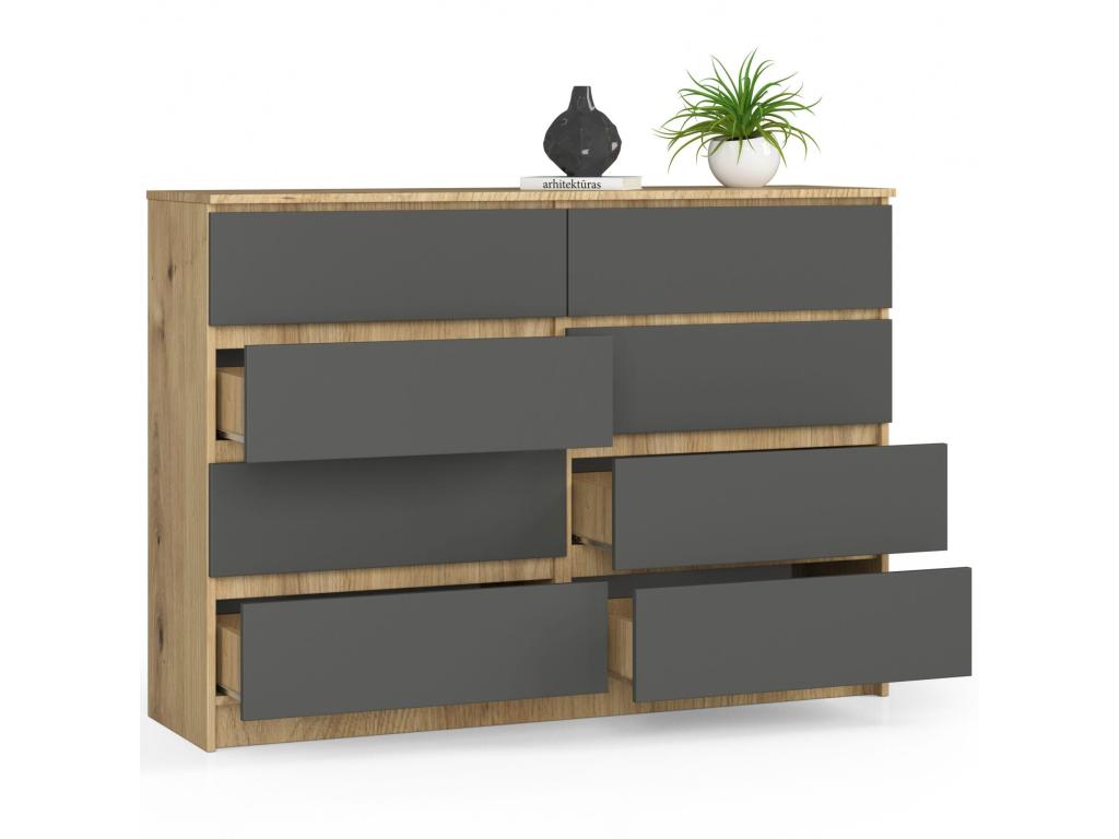 Commode en chêne anthracite, 138 x 40 x 99 cm