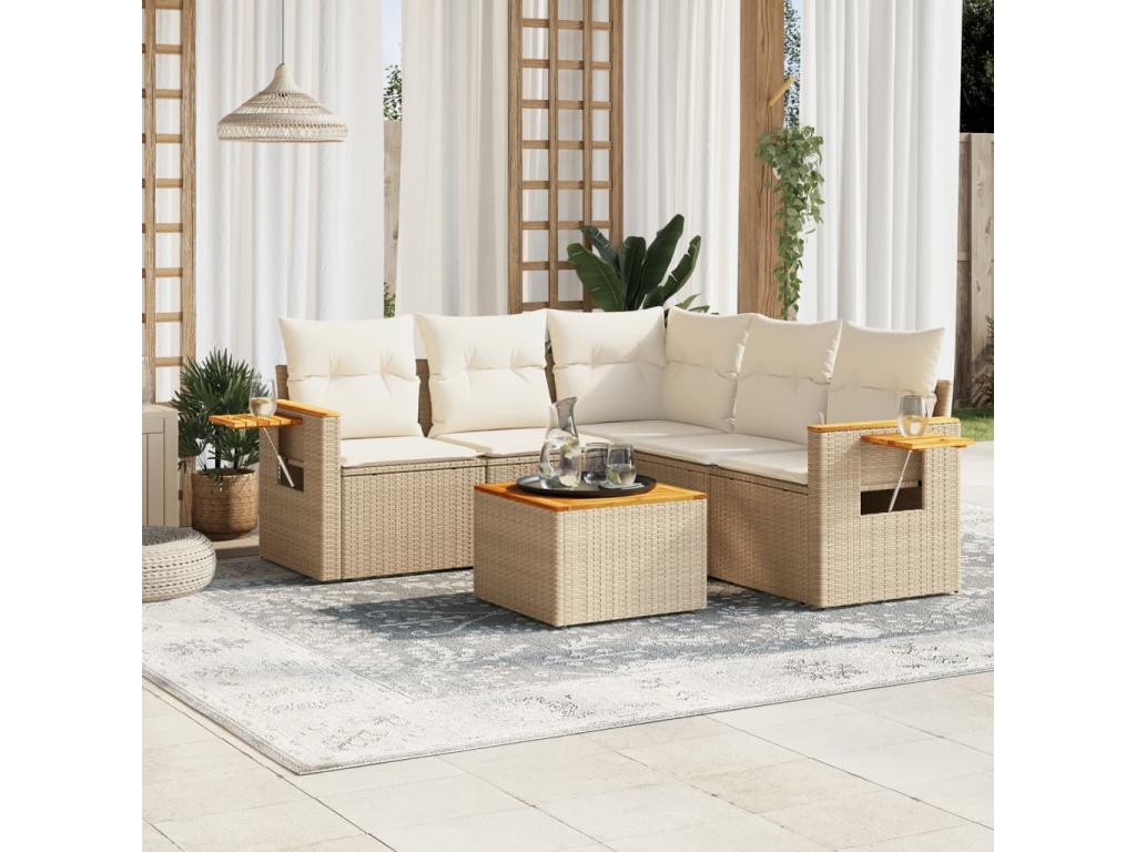 Ensemble de mobilier de jardin en résine tressée beige - dlz1766459454869